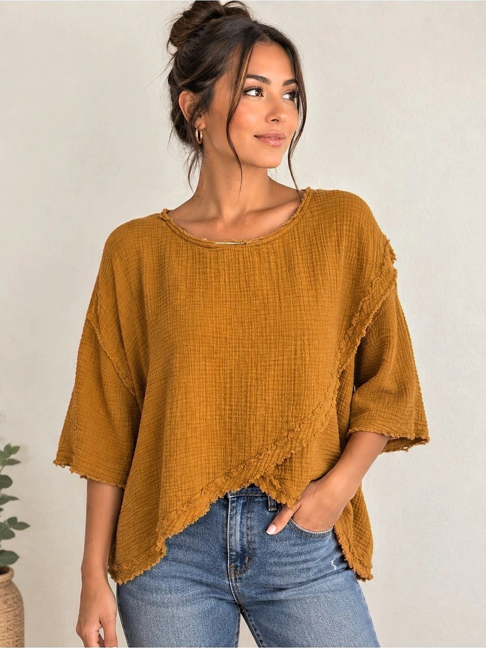 Free People Cotton Gauze Asymmetric Tunic Size XS